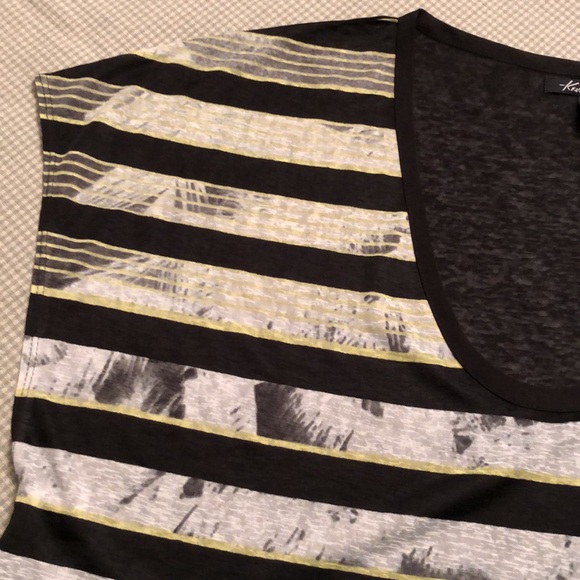 KENNETH COLE NEW YORK PATTERNED STRIPED SEMI-SHEER LONGER BACK SCOOP NECK - #366 - Picture 5 of 10